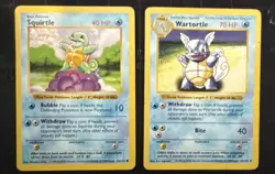 Shadowless Squirtle & Wartortle Base Set 1999 Pokemon Vintage Lot - Image 1