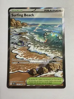 Surfing Beach 114/086 Crown Chaos Rising Trainer Stadium Full Art Holo EN - Image 1
