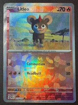 Pokemon Prismatic Evolutions Litleo Master Ball Holo 015/131 LP/MP - Image 1