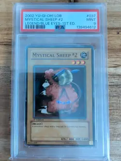 1st Edition Yugioh PSA 9 Mystical Sheep #2 LOB-037 - Image 1