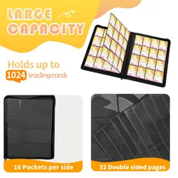 Premium 1000+ Pockets Trading Card Binder 16-Pocket Ringless Side-Loading Album - Image 2