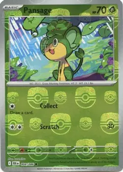 🔥 PANSAGE (MASTER BALL PATTERN) 004/086 HOLO BLACK BOLT POKEMON NM/M🔥 - Image 1