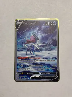 Pokemon Suicune V Crown Zenith: Galarian Gallery GG38/GG70 Gold Metal Fan Art - Image 1