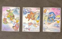 Pokemon First Partner Illustration Collection Turtwig Chimchar Piplup Promo Set - Image 1