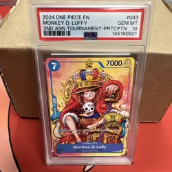 Monkey D. Luffy PSA10 2024 One Piece Promos 2nd Ann Tournament-P-043 - Image 1