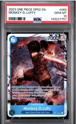 PSA 10 2023 One Piece English SR Paramount War Monkey D Luffy #OP02-062 - Image 1