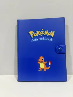 Vintage 1999 Pokemon Charmander Blue 4 Pocket 30 Page Trading Card Binder Rare - Image 1