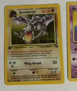 Pokemon WOTC 1st Edition holo Pre-release Aerodactly And Promo Mew Card - Image 3
