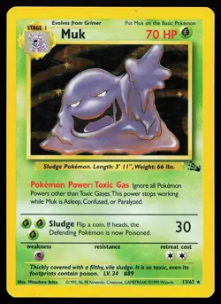 Muk 13/62 Unlimited Holo Rare Fossil Pokemon Card - Image 1