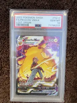 Pokemon TCG 2022 Pikachu VMAX TG17/TG30 Lost Origin TG Holo Full Art PSA 10 - Image 1