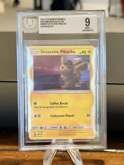 Pokemon Promos Sun & Moon Black Star Promo Detective Pikachu #SM190 Beckett 9 - Image 1