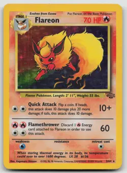 Flareon 3/64 Jungle Pokemon Unlimited Holo MP Rare - Image 1
