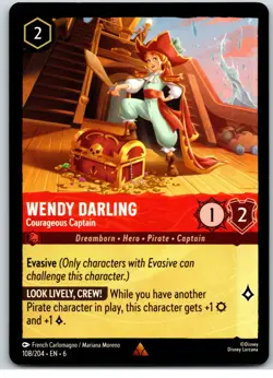 #108 Wendy Darling - Courageous Captain 2024 Disney Lorcana Azurite Sea Rare - Image 1