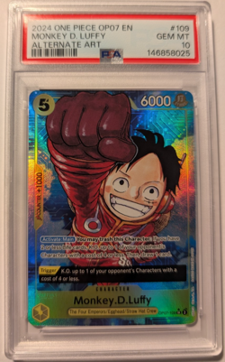 Monkey D. Luffy PSA 10 English One Piece Card OP07-109 2024 500 Years Alternate - Image 1
