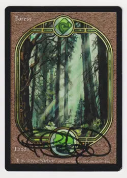 Signed Forest HP Unglued Full Artist Terese Nielsen 1998 WOTC MTG Magic Vintage! - Image 1