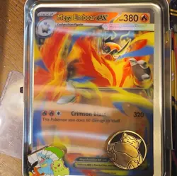 Pokemon TCG Holo Mixed Card Lot Jumbo Mega Emboar EX snorlax coin and pin - Image 2