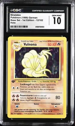 Pokemon Ninetales 12/102 Holo GERMAN 1st Edition Base Set - CGC 10 - Image 1