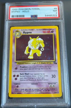 1999 POKEMON FOSSIL #8 HYPNO HOLO PSA 7 BASE SET - Image 1