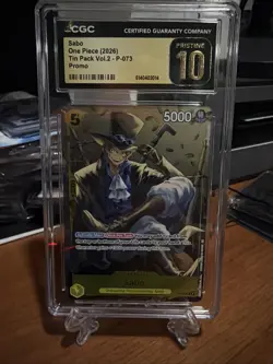 2026 ONE PIECE PROMOS TIN PACK SET VOL.2 #073 SABO CGC 10 Pristine - Image 1