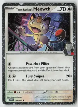 Team Rocket's Meowth (Cosmos Holo) 149/182 - Misc Cards & Products Holo - PTCG - Image 1
