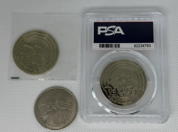 Pokemon TCG Charizard Gigantamax Metal Gold Coin UPC PSA 10, with 2 other coins - Image 2