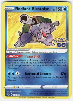 Radiant Blastoise Holo Radiant Rare Pokemon GO 018/078 NM - Image 1