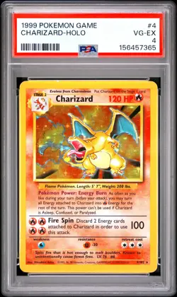1999 POKEMON BASE SET UNLIMITED #4 CHARIZARD-HOLO PSA 4 - Image 1
