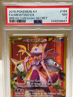 2015 Pokemon XY Breakthrough Mewtwo EX 164/162 Secret Rare PSA 7 NM - Image 3