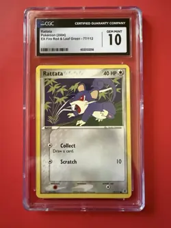 Pokemon Rattata EX FireRed & LeafGreen 77/112 2004 CGC 10 - Image 1
