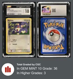 Pokemon Rattata EX FireRed & LeafGreen 77/112 2004 CGC 10 - Image 3