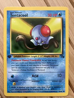 Pokemon Tentacool 56/62 Fossil 1st Edition 1999 LP Condition - Image 1
