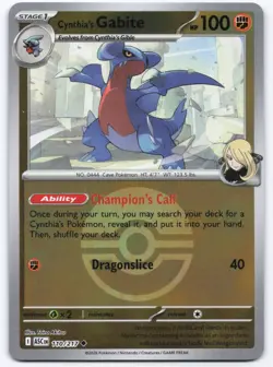 Pokemon TCG Cynthia's Gabite 110/217 Poke Ball Reverse Holo Ascended Heroes NM - Image 1