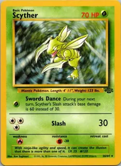 Scyther 26/64 Rare Jungle Pokemon Unlimited Moderately Played - Image 2