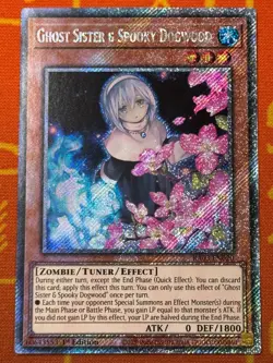YUGIOH GHOST SISTER & SPOOKY DOGWOOD PLATINUM SECRET RARE 1ST NM RA03-EN020 - Image 1
