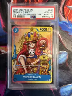2024 ONE PIECE 2ND ANNIV TOURNAMENT-PARTICIPATION PROMO MONKEY D. LUFFY PSA 10 - Image 1