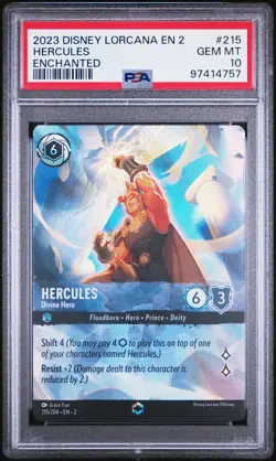 2023 DISNEY LORCANA EN 2-RISE OF THE FLOODBORN HERCULES - DIVINE HERO PSA 10 - Image 1