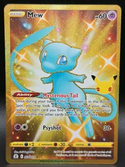 Mew 025/025 Secret Rare Celebrations 25th Anniversary Gold Pokemon Card TCG NM - Image 1