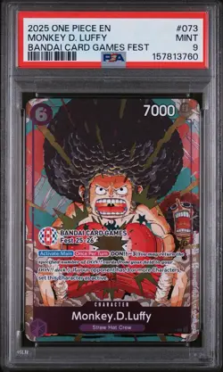 PSA 9 Afro Monkey.D.Luffy (BANDAI Card Games Fest 25-26) OP07-073 One Piece - Image 1