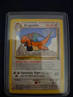 Vintage 1999 Pokemon TCG Dragonite WB Kids Movie Black Star Promo #5 WOTC Stamp - Image 3