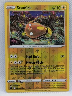 STUNFISK 055/195 C SILVER TEMPEST POKEMON REVERSE HOLO LP STUNFISK - Image 1