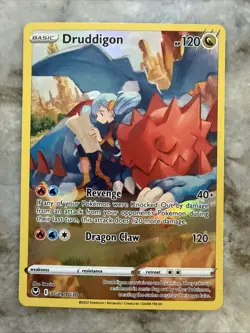 2022 Pokemon Sword & Shield Silver Tempest Full Art Holo Druddigon 9/30 - Image 1