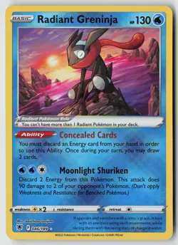 Radiant Greninja 046/189 Radiant Rare Astral Radiance Pokemon Holo Near Mint - Image 1