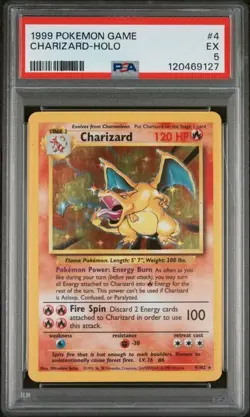 1999 Pokemon Game #4 Charizard Holo PSA 5 - Image 1