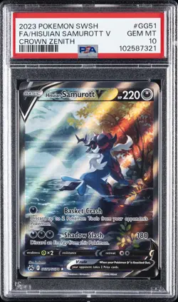 2023 POKEMON SWORD & SHIELD CROWN ZENITH FULL ART/HISUIAN SAMUROTT V PSA 10 - Image 1