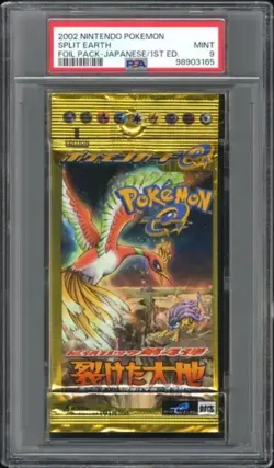 POKEMON SPLIT EARTH BOOSTER PACK PSA 9 1ST EDITION SKYRIDGE FOIL PACK 2002 - Image 1