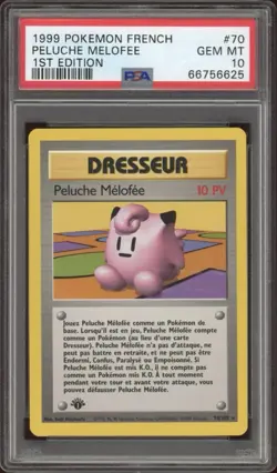 1999 Pokemon FRENCH 1st Edition Base Set Plush Clefairy 70/102 PSA 10 GEM MINT - Image 1