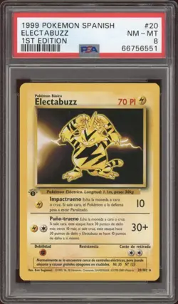 1999 Pokemon SPANISH 1st Edition Base Set Electabuzz 20/102 PSA 8 NM-MT - Image 1