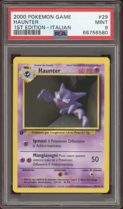 2000 Pokemon ITALIAN 1st Edition Base Set Haunter 29/102 PSA 9 MINT - Image 1