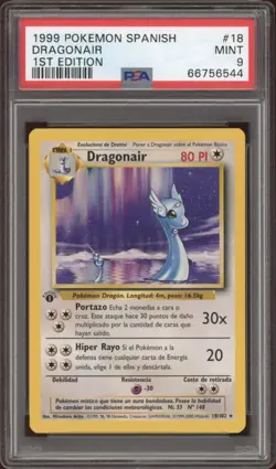 1999 Pokemon SPANISH 1st Edition Base Set Dragonair 18/102 PSA 9 MINT - Image 1