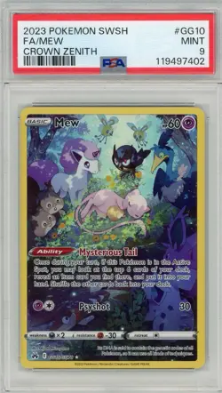 2023 Pokemon Sword & Shield Crown Zenith Mew Full Art #GG10 PSA 9 Mint - Image 1